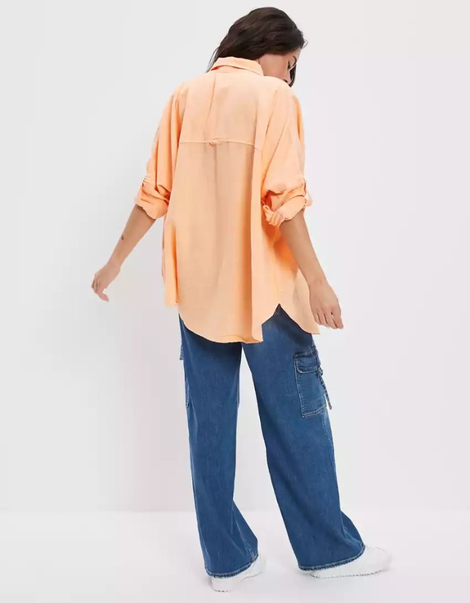 Chemises American Eagle AE Go Big Oversized Orange Femme | WTE-08197874